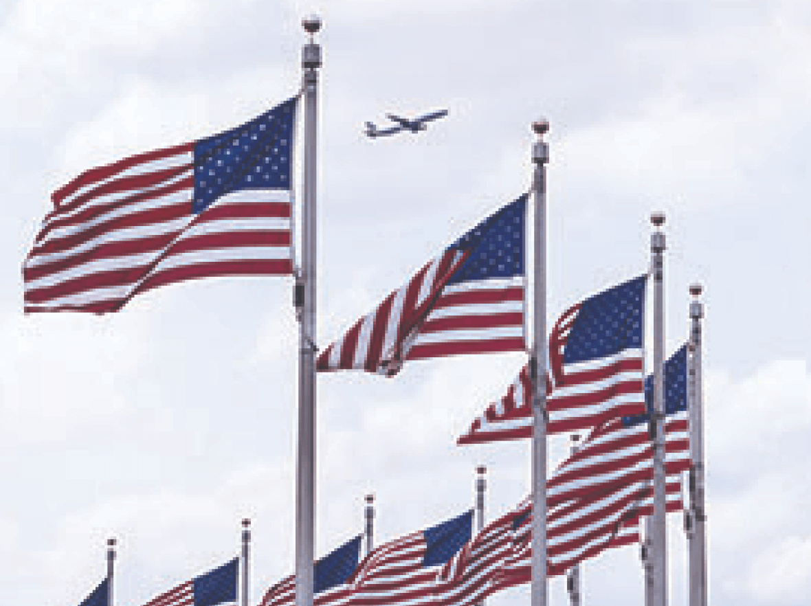 American flags waving