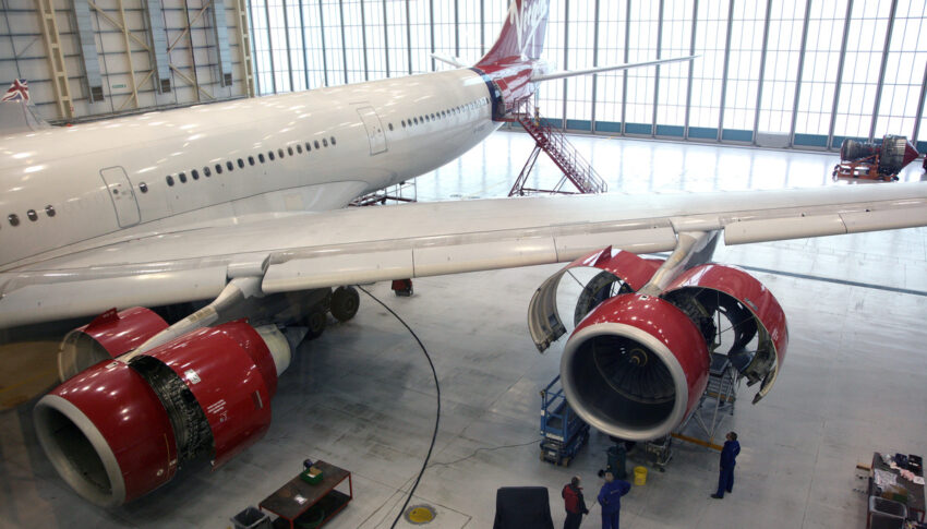 Aircraft in hangar