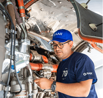 mechanic repairing an airplane