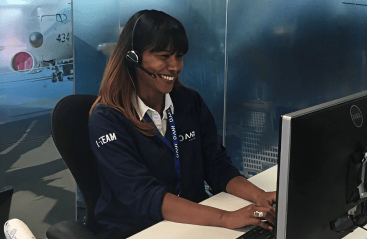 24/7 AOG support team member on the phone