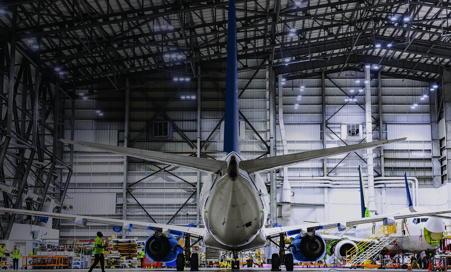 Airplane in a hangar